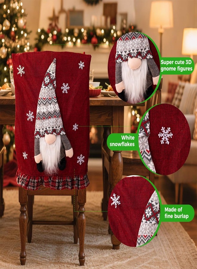 EXP VISION أغطية كراسي غنوم من إكسب فيجن، عبوة من قطعتين، ديكور كرسي عيد الميلاد قابل للتمدد مع أغطية كراسي تومتي غنومز حمراء ورمادية اللون، أغطية سانتا كلوز لغرفة الطعام والمكتب وحفلات أعياد الميلاد (أقزام تومتي ثلاثية الأبعاد) - Image 5